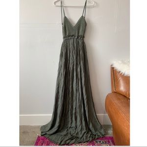 Army green flowy maxi dress